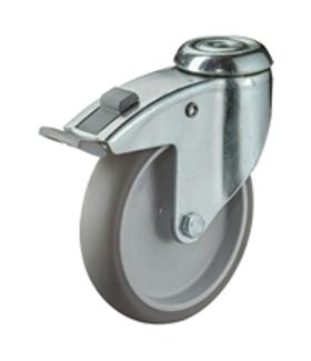 Hátfuratos kerék 100 C221.A80.060 forgó villa fékes szürke terhelhető:40kg  (BS)-0