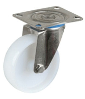 Talpas kerék 100 H120.A90.101 inox forgó fékes villa fehér terhelhető:200kg (BS)-0