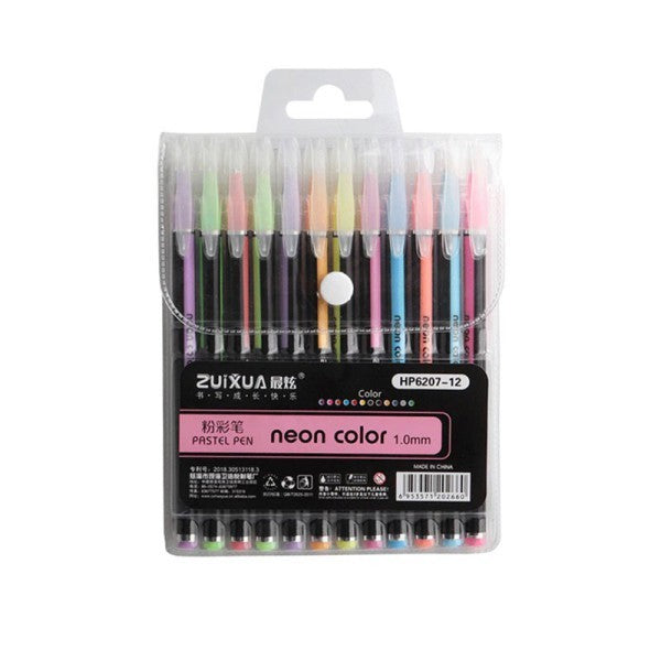 Zselés toll klt/12 NEON Color HP6207-12   pastel pen (neon színek  1mm)
