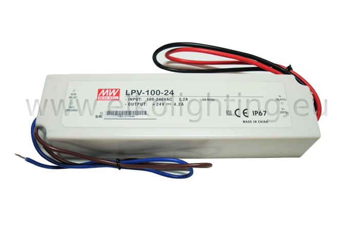 Tápegység LED szalaghoz, DC24V/4.2A/100W, IP67