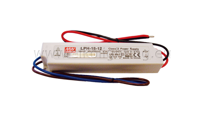 Tápegység LED szalaghoz, DC12V/1.5A/18W, IP67
