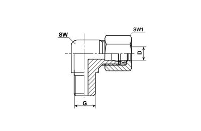 Hollanderes 90° csatlakozó ∅4 M10x1 - D 4 MM d1 M 10x1 tap.