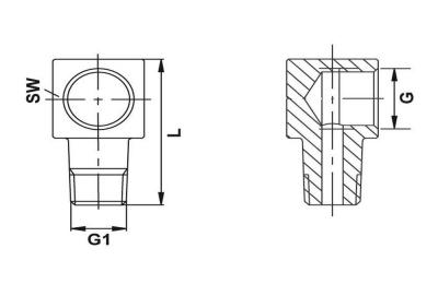 Adapter 90°  K M8x1 B M 10x1